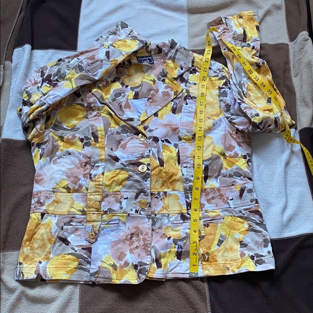 Southern Lady Yellow and Brown Floral Blazer - Picture 3 of 12